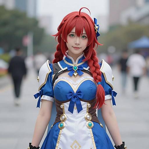 Yoru Cosplay Woman in Blue Armor Dress