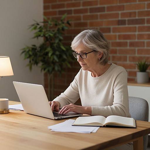 Senior Woman Using Laptop Indoors