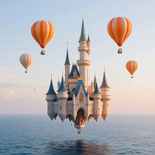 Majestic Castle Floating on Balloons