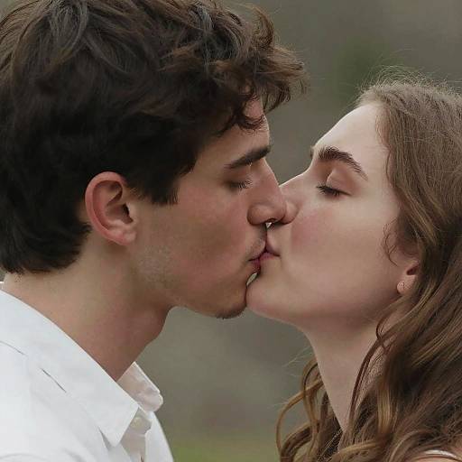 Young Couple Sharing a Tender Kiss
