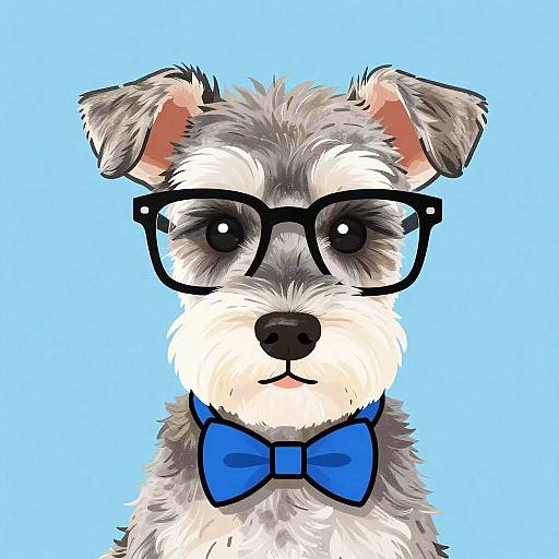 Whimsical Bald Schnauzer Illustration