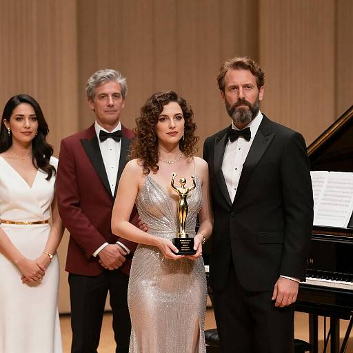 Award Ceremony with Woman Holding Trophy