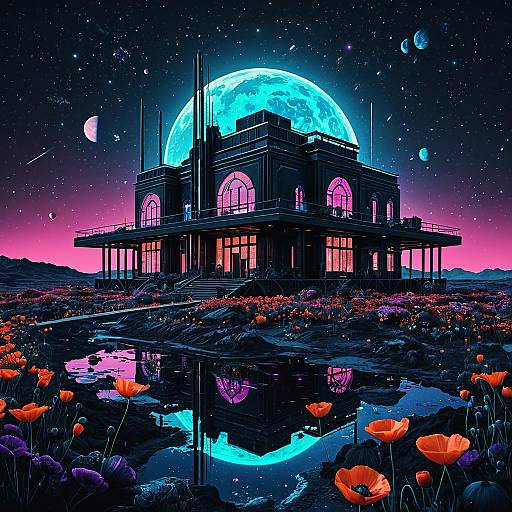 Futuristic Cyberpunk Atlantis at Night