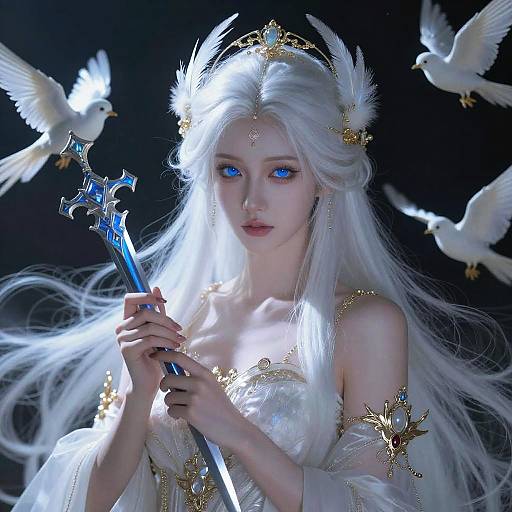 Ethereal Mystic Woman with Dagger