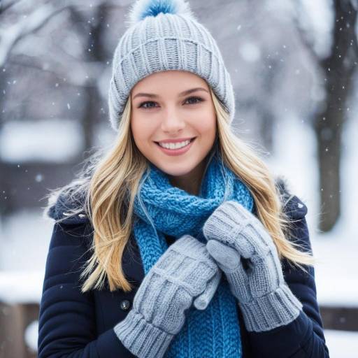 Smiling Young Woman in Winter Clothing