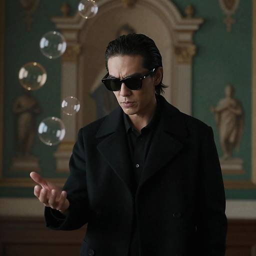 Mysterious Man With Floating Bubbles