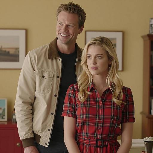 Man and Woman in Casual Indoor Setting