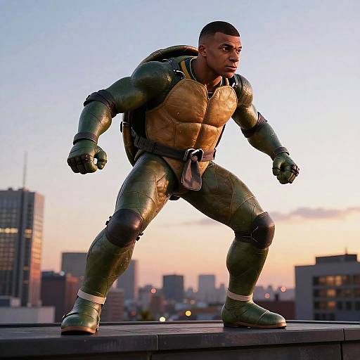 Kylian Mbappé as Ninja Turtle Superhero