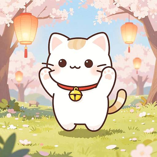 Kawaii Neko Girl in Sakura Meadow
