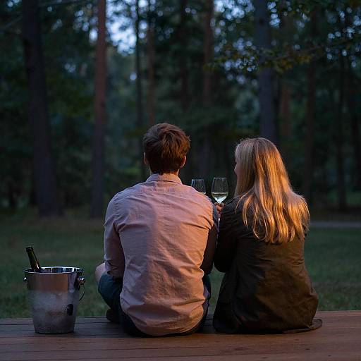 Couple Enjoying Wine at Dusk