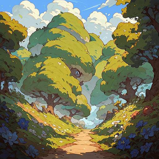 Disney Style Floral Pathway Scene