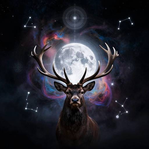 Starlit Stag with Lunar Sigil