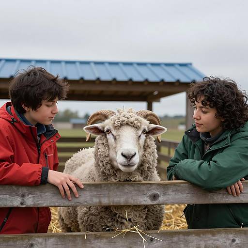 Scene of Curly-Haired Sheep in Pen