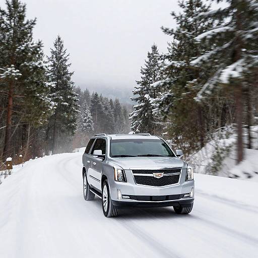 Escalade ESV on Snowy Pine Road