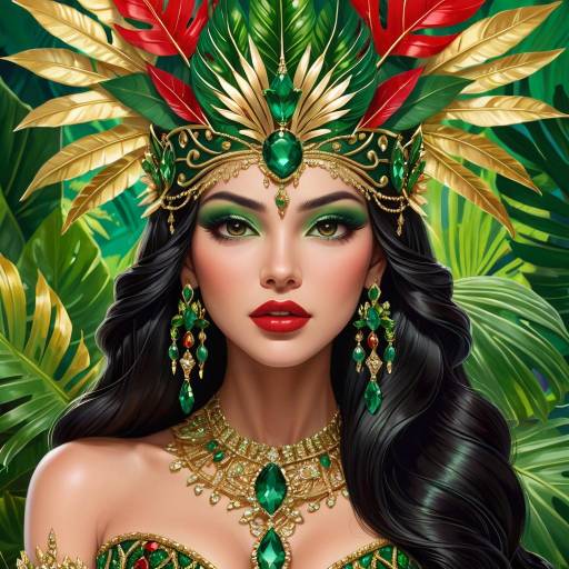 Stunning Fantasy Queen Portrait in Emerald