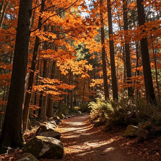 Sunlit Autumn Forest Path