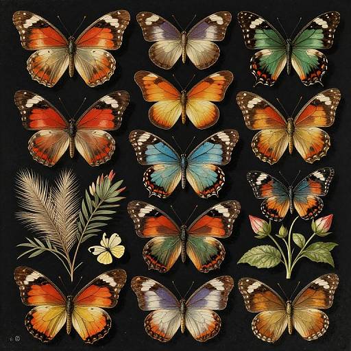 Vintage Butterfly and Botanical Illustration