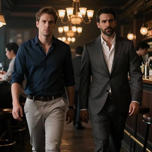 Two Men in a Dimly Lit Bar