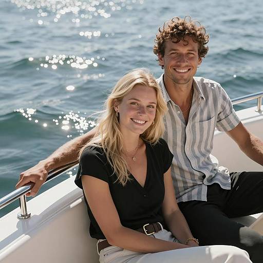 Couple Enjoying a Boat Ride Together