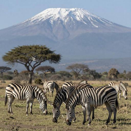 Zebras Grazing in a Sunny Savanna