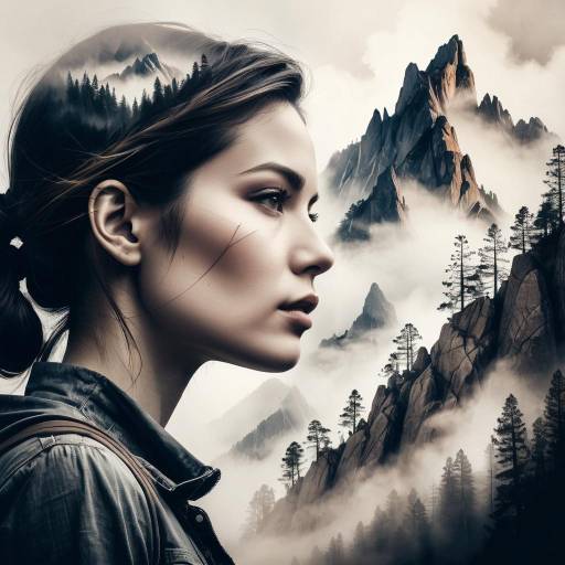 Surreal Double Exposure Mountain Portrait