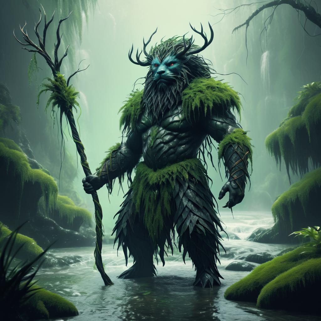 Surreal River Creature with Vine Whip