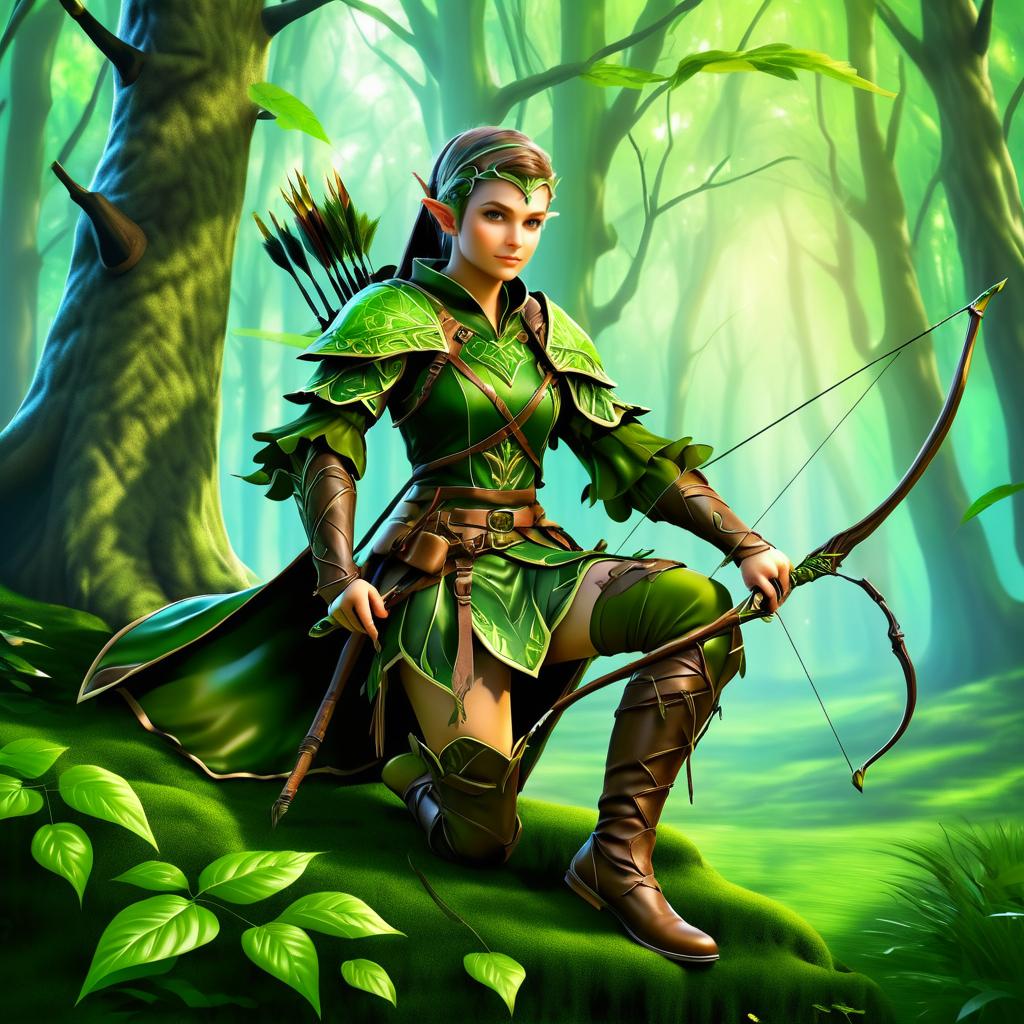 Fantasy Elf Archer in Enchanted Glade