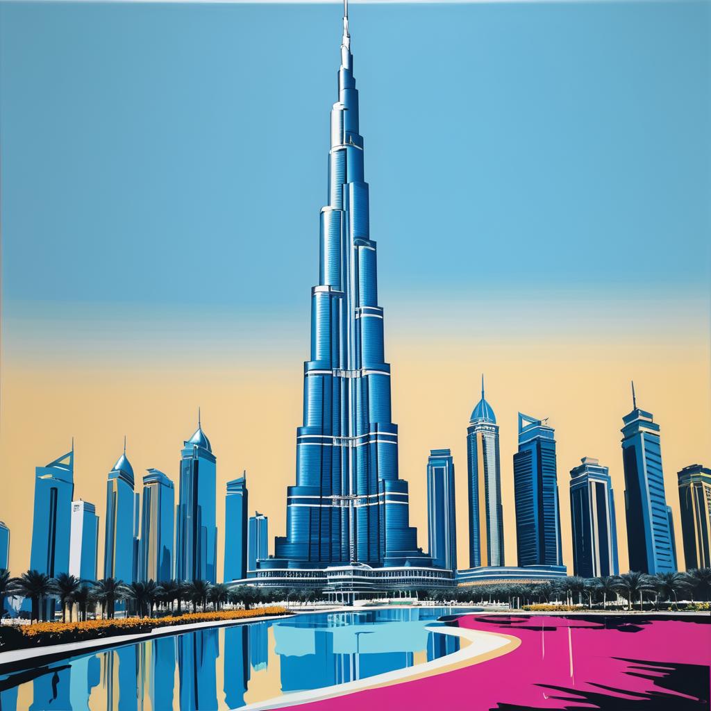 Burj Khalifa in Warhol's Vibrant Palette