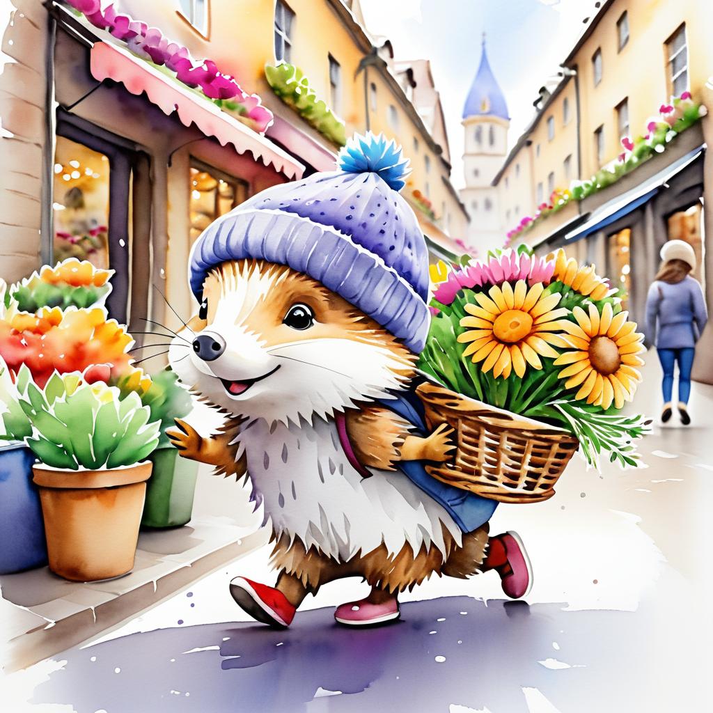 Whimsical Hedgehog in Colorful Streets