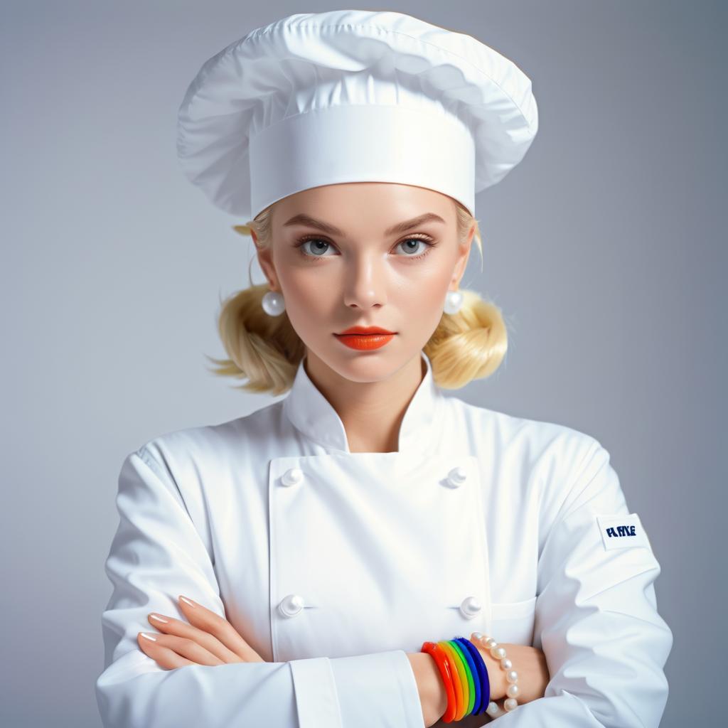 Elegant Blonde Chef in Vintage Aesthetic