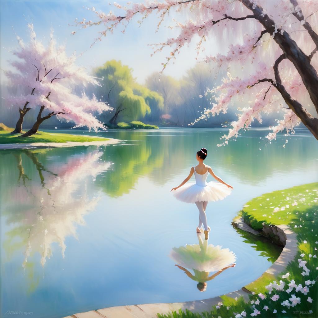 Impressionist Ballerina by Cherry Blossoms