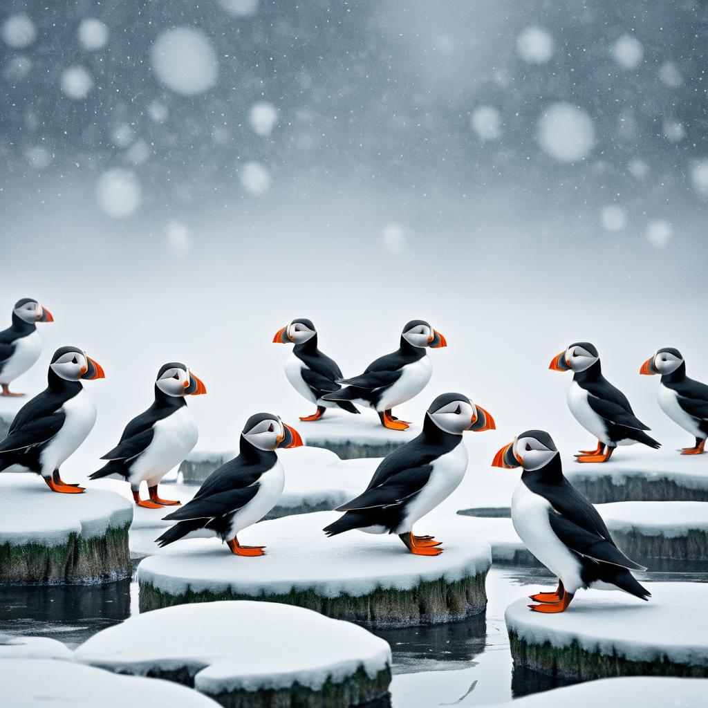 Puffins in Storm: Inuit Art Influence