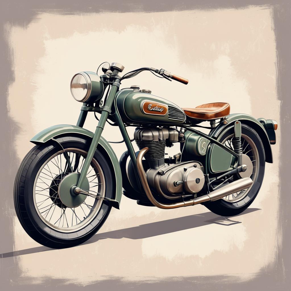 Vintage Motorcycle Art with Muted Tones