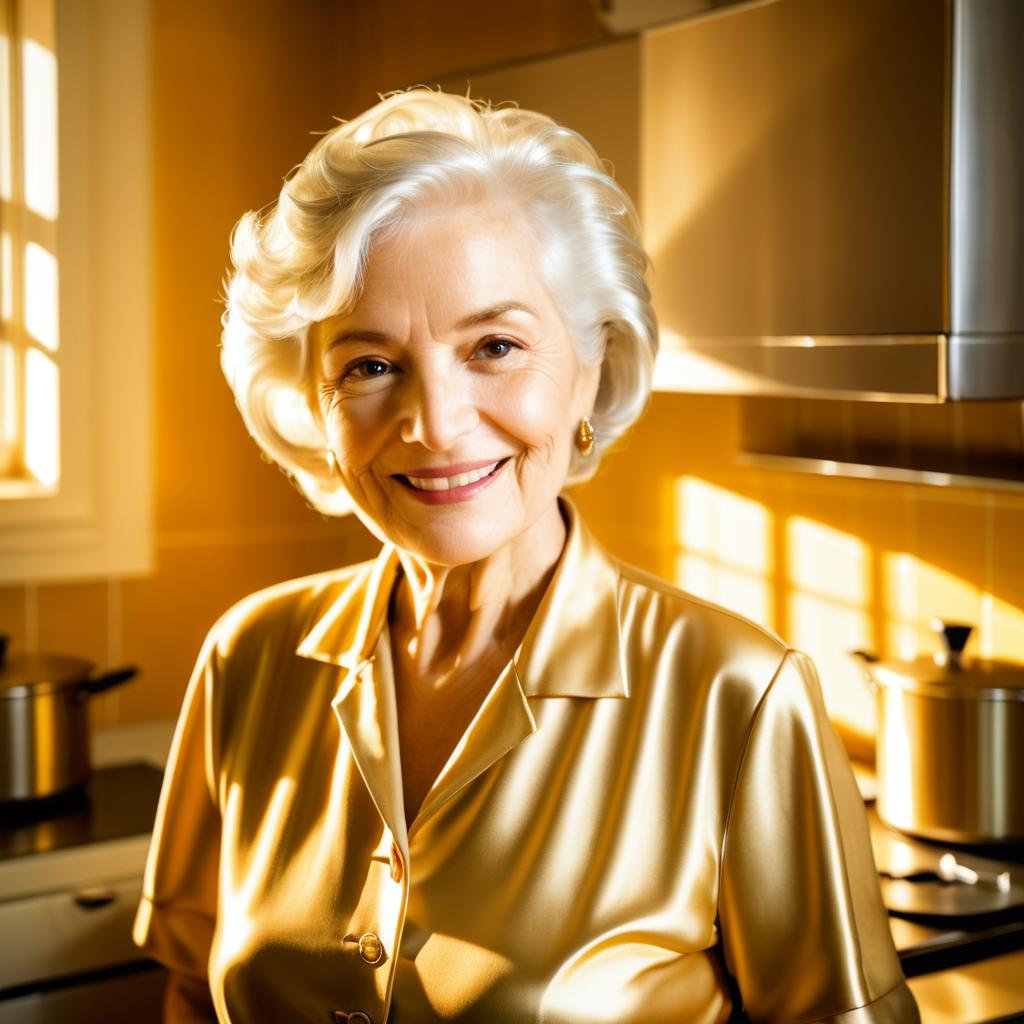 Charming Elderly Woman in Sunny Kitchen