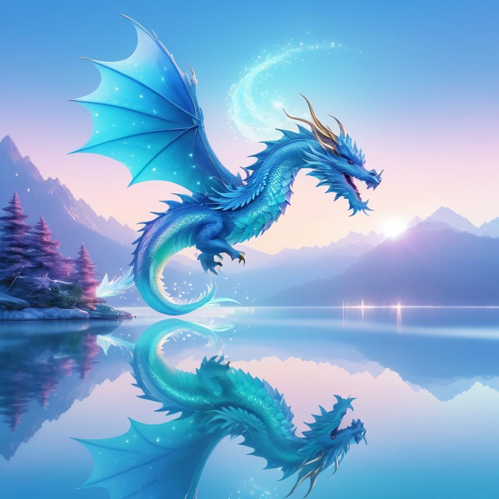 Majestic Dragon Over Azure Lake at Dawn