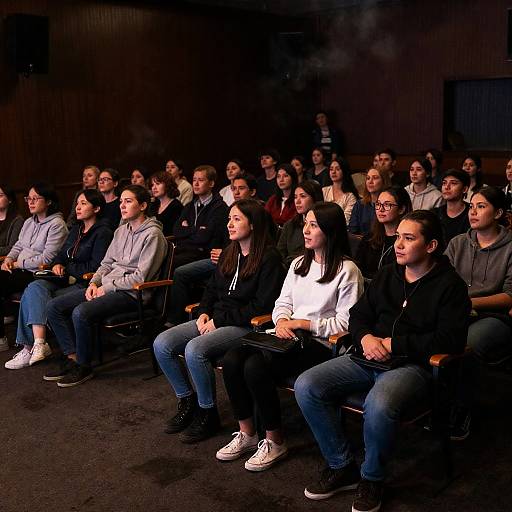 Crowded Theater Scene with Smoky Atmosphere