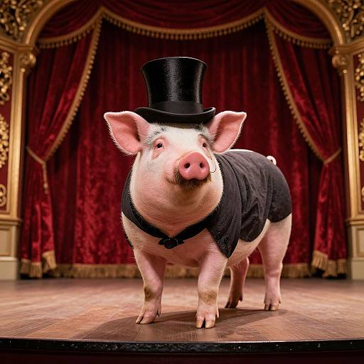 Elegant Pig in Victorian Theater