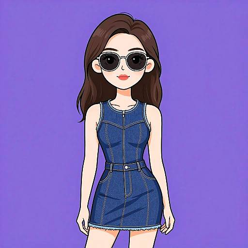 Stylish Woman in Denim Mini Dress