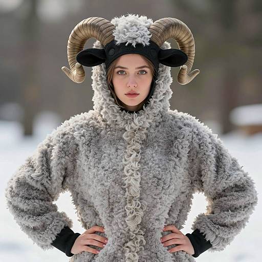 Photorealistic Black Sheep Costume Photography