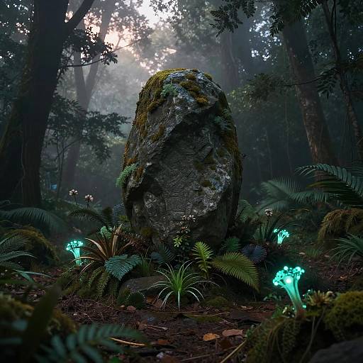 Surreal Bioluminescent Forest at Dusk
