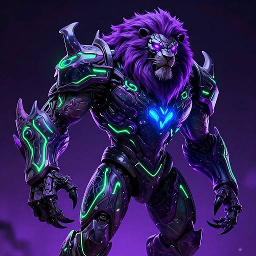 Neon-Lit Futuristic Lion-Zergling Beast