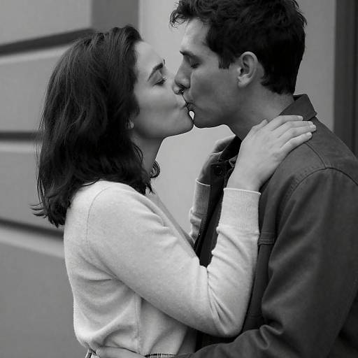 Black and White Couple Kissing