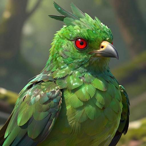 Vibrant Humanoid Bird in Fantasy Forest