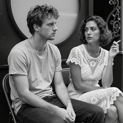 Candid Black-and-White Portrait of a Couple