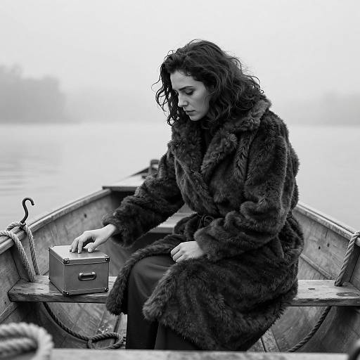 Mysterious Woman in Foggy Boat