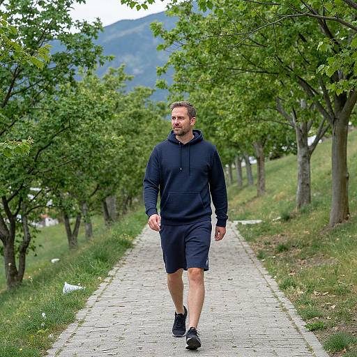 Casual Man Strolling Scenic Mountain Path
