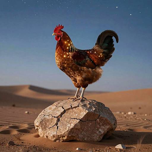 Mystical Desert Chicken at Twilight