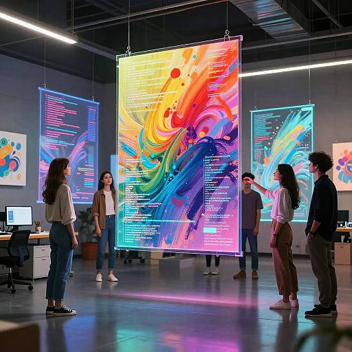 AI Art Showcase with Vibrant Interaction