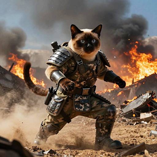 Stout Burmese Mercenary in Fiery Battlefield