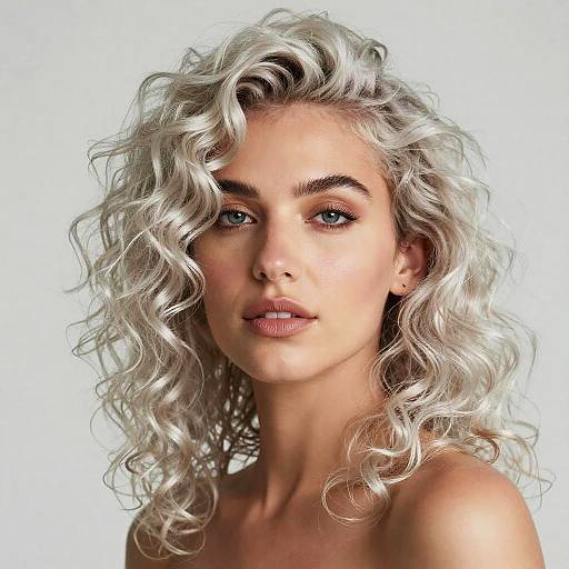 Elegant Platinum Curly Hair Portrait